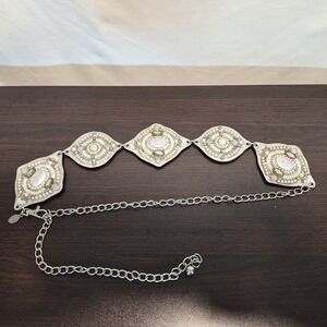 Vintage Beaded Medallion Chain Belt Boho Hippie Mermaid Mystical  Western Retro